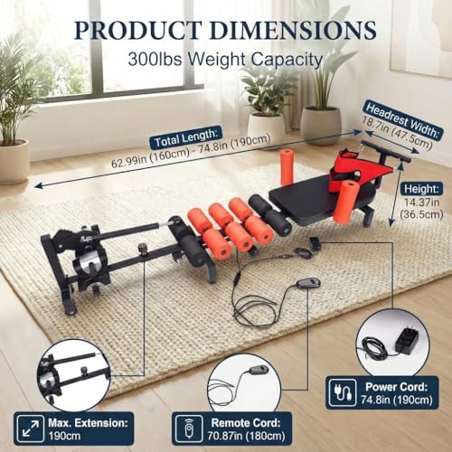 Spinal Decompression Machine Lumbar Traction Table for Back Pain Relief | Motorized lumbar traction system, spinal stretching device for sciatica and herniated disc relief, posture improvement