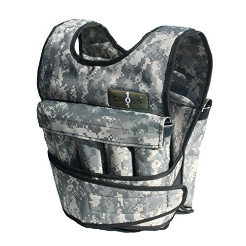 Cross101 Adjustable Camouflage Weighted Vest Without Shoulder Pads - size: 40 lb