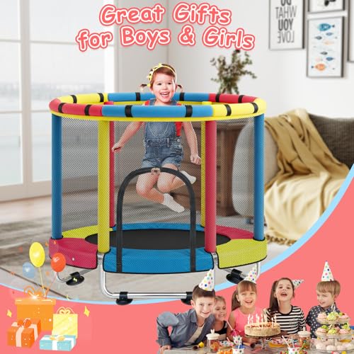 Trampoline for Kids with Safety Enclosure Net, Indoor & Outdoor Toddler Trampoline, 47" Baby Mini Recreational Trampolines, Safe No-Gap Design, Birthday Gifts for Children & Boys & Girls, Age 1-8