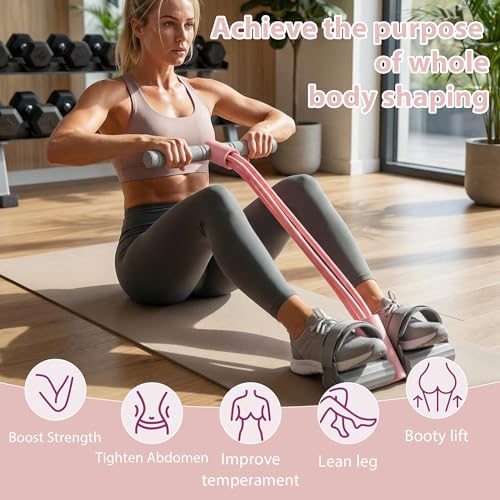Adjustable Ankle Strap Resistance Band with Handle,0.4-inch Diameter Thick TPE Resistance Band 40-45lbs,Suitable for All Weights & Foot Sizes, Full-Body Workout