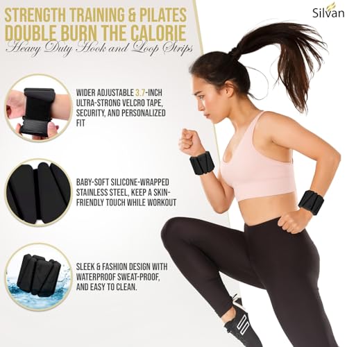 Adjustable Wrist & Ankle Weights for Women & Men, 2 Pieces, 1 lb Each (2 lbs Total), Weighted Bangles for Walking, Running, Yoga, Pilates, Barre, Cardio & Home Workouts - color: black