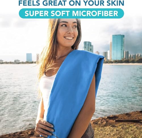 Youphoria Microfiber Travel Towel Fast Drying Lightweight - Quick Dry Towel for Camping, Beach, Backpacking, Hiking & Sport - color: Blue/Gray, style: 28" x 56" (Medium)
