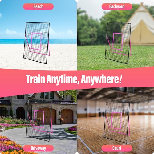 Volleyball Rebounder Net 7x4 ft - Adjustable Volleyball Training Equipment with Angle Customization - Rebounder Bounce Back Net, Portable & Durable Including Travel Bag