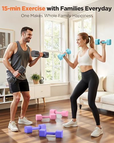 FEIERDUN DB3 5-in-1 Adjustable Dumbbell Set, 6LB/10LB Pair Adjustable Weights for Women at Home, Dual Locking Stable Hand Weights with TPU Soft Handle, Home Gym, Rehab, Pilates, Yoga, Strength Training - color: A-Strength Grey, style: 6LBS Pair (12LBS Tot
