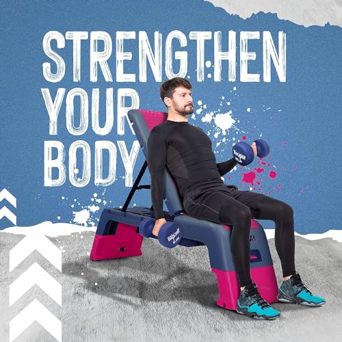 Yes4All Multifunctional Aerobic Deck - Versatile Fitness Station, Weight Bench, Aerobic Stepper, Plyometrics Box for Cardio Workouts and Strength Training - color: B. Blue/Grey