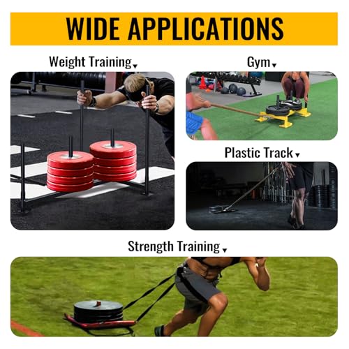 Prowler Weight Sled for Training - Workout Sled with Replaceable Feet, High & Low Handles, Metal Skis for Extra Resistance - Easy Storage Sled Pull and Push,300LB