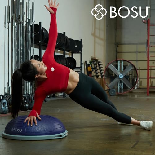 BOSU Nexgen Balance Trainer, Half-Ball Training Equipment, 65 cm Diameter, 300 lb Capacity - Burst-Resistant Stability Exercise Tool w/Non-Slip Base, Includes Hand Pump, Commercial-Grade - color: Future Dusk/Gray
