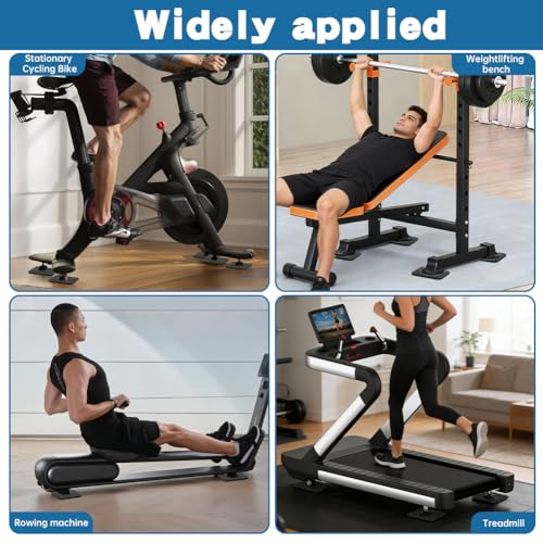 6PCS Treadmill Mat Pads with Storage Bag,4" x 4" Double-Sided Non-Slip Exercise Equipment Mat,High Density Silicone Anti-Vibration Pads for Treadmill, Walking Pad, Exercise Bike