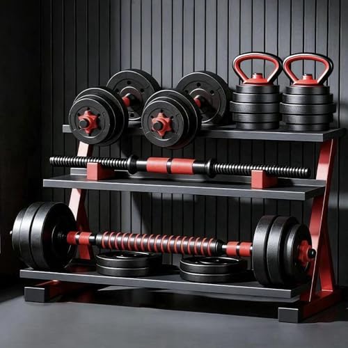Adjustable Dumbbells Set of 2,Free Weight Set with Connector,Used as Barbell, Kettlebells, Push up Stand, Weight Plate, Fitness Exercises for Home Gym Suitable Men/Women - color: Red90lbs(45lbs*2)