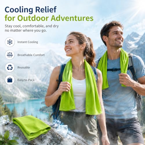 Large Cooling Towel for Neck and Face, 43.3 x 15.7 in, Lime Green - color: Green