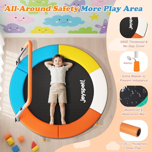 Premium 3FT Foldable Toddler Trampoline for Kids Ages 3-6, 36 Inch ASTM Certified Mini Trampoline with Adjustable Handle, 100 lbs Capacity, Quiet Elastic Bands, Safe for Indoor Outdoor Use