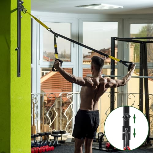 Resistance Bands Wall Mount System Adjustable Wall Anchor 35.5in Metal Gym Station for Exercises Home Fitness Workout Athletic Training,Resistance Bands Not Included