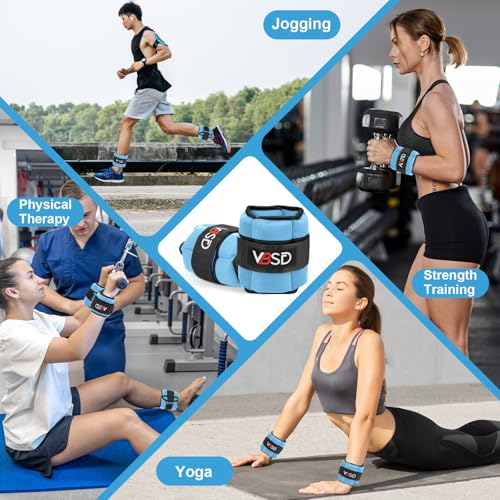 Adjustable Ankle Weights for Men Women, 2 4 6 8 10 lbs 1 Pair Leg Weight Straps, Weighted Ankle Weight Set with Removable Sandbags for Walking Running Yoga Physical Therapy Gym Home Workout
