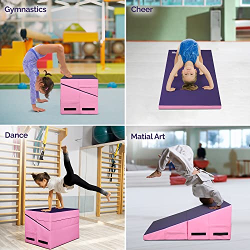 Matladin Incline Gymnastics Wedge Mat, Folding Gymnastics Mat for Kids Girls Home Training Exercise