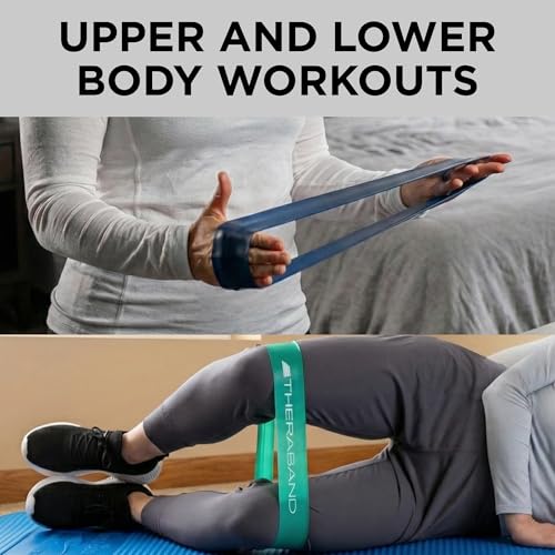 THERABAND Resistance Band Loop Set, Exercise, Workout, Physical Therapy - color: Yellow/Red/Green/Blue, size: 18 inch