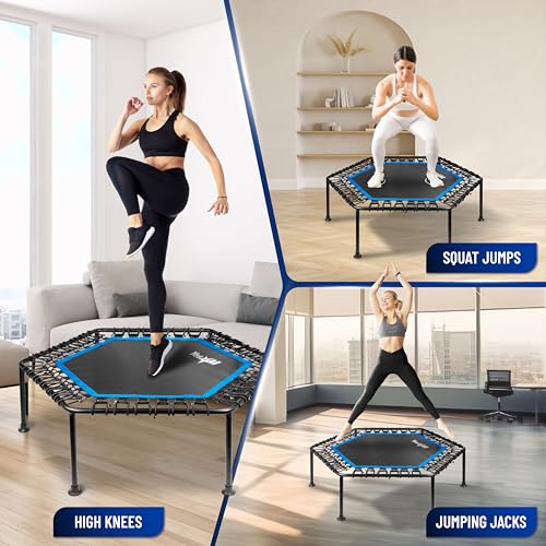 Yes4All Rebounder Trampoline for Adults, 48-Inch, 350 LBS Stable & Silent Exercise Trampoline for Rebounding, Jumping Cardio - color: A. Handle - 48 inch