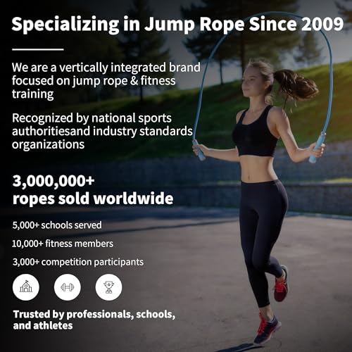 YUEDONG Fitness Jump Rope for Women & Men, 7MM PVC Cardio Rope for Fat Burning, Tangle-Free Ball Bearings, Adjustable Length, Beginner Home Workout Rope