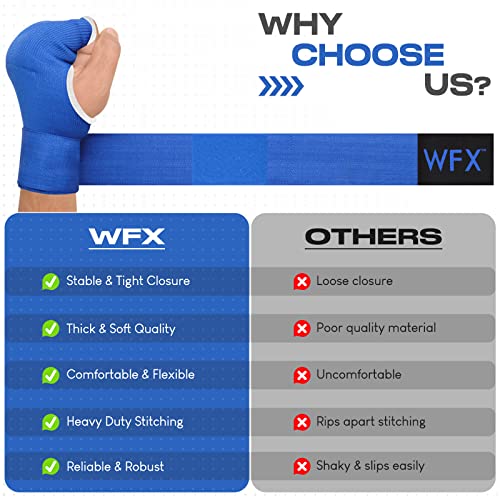 WFX Kids Junior Boxing Hand Wraps Inner Gloves Gel Padded Elasticated Padded Fist Under Gloves Pair Combat Sports for Young Fighters Gel Boxing Hand Wraps - color: Blue