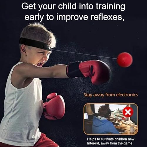 Boxing Training Reflex Balls - Boxing Reaction Ball | Head Punching Ball | Child Adults React Reflex Ball for Boxing Training | Workout Equipment Beginners Fitness Reflex Ball for Traveling, Gym - color: Red