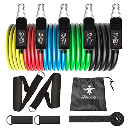 BodyForge Resistance Bands, Exercise Bands, Resistance Bands for Working Out, Work Out Bands with Handles for Men and Women Fitness, Strength Training Home Gym Equipment - size: 1 Pack
