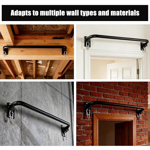 Wall Mounted Pull Up Bar, Carbon Steel Doorway Chin Up Bar for Home Gym - color: Black