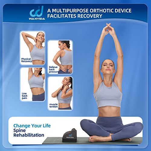 WANYIDA Lumbar Orthotic Traction Roll Device, Lower Back Stretcher for Pain relief, Back Traction for Lumbar Decompression, 3 Height Adjustable Lumbar Stretcher, Chiropractic