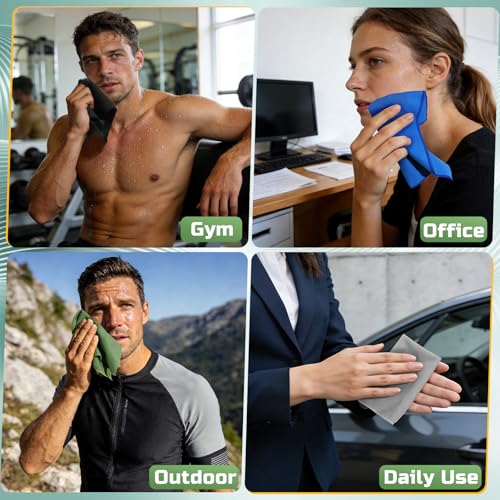20 Pack 12"x10" Microfiber Sweat Absorbing Handkerchiefs for Men, Quick-Dry Sweat Rags Towels for Face, Neck, Gym