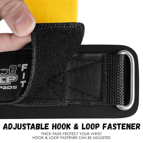 Weight Lifting Rod Hooks Heavy Duty Wrist Wraps Power Weight Lifting Training Gym Grips Straps Set of 2 - color: Yellow, size: WOMEN-Wrist Size Small/Medium