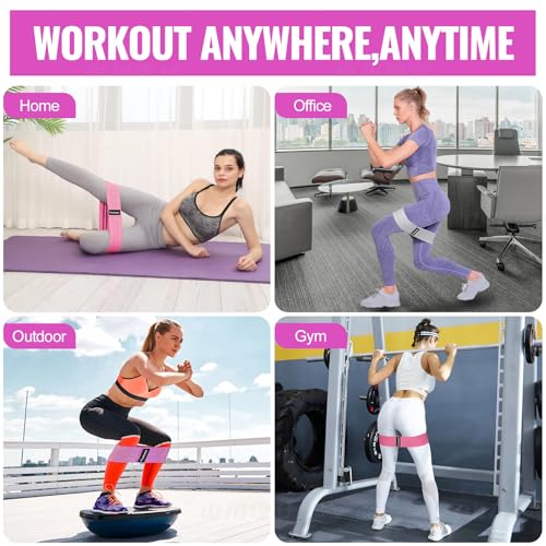 Resistance Bands for Legs & Hip 3 Levels Workout Bands for Women and Men, Booty Bands for Home Fitness, Yoga, Pilates Non Slip Fabric Band Set with