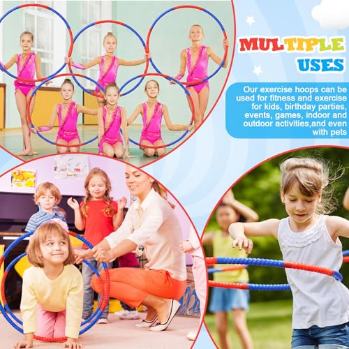 Toy Hoop Detachable Plastic Hoops Exercise Equipment Toy Adjustable Rings for Sports Party Game Dance Pet Training - color: Red,Blue