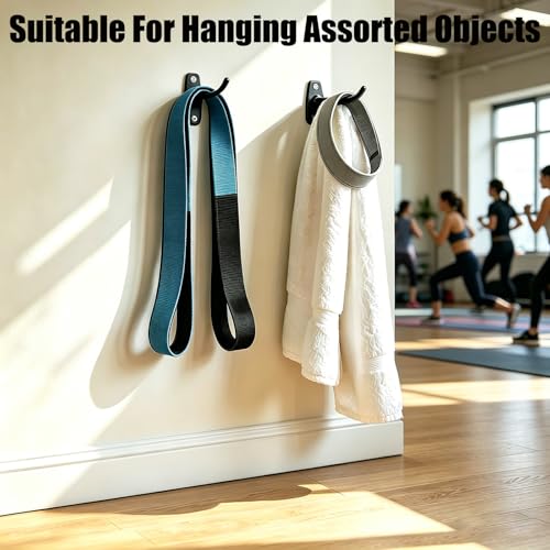 Yoga Mat Wall Mount Hanger,Metal Yoga Mats Storage Rack, Home Gym Storage with 8 Clips, No-Roll Flat Storage for Folded/Rolled Mats, Foam Rollers, Black Wall Organizer for Gym, Yoga Studio, Bedroom
