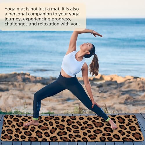 FOLAI Extra Thick Yoga Mat 6mm,pilates mat thick - Non-Slip Exercise Mat for HIIT, Pilates & Home Workouts & Workout with Free Carry Strap - color: leopard print