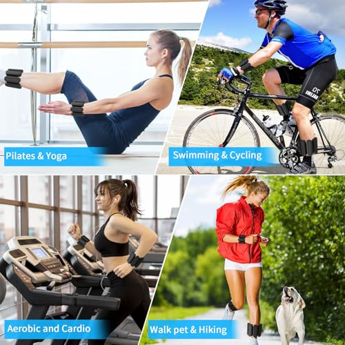 Adjustable Wrist & Ankle Weights for Men Women, Set of 2 (1lb Each), Wearable Bangles Silicone Bracelet, Workout Resistance Weights for Yoga, Pilates, Dance, Aerobics and Walking