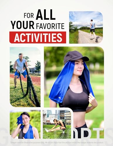 Cooling Towel (40" x 12") – Instant Cooling Neck & Face Wrap, Sweat Towel for Gym, Workout, Running & Extreme Heat