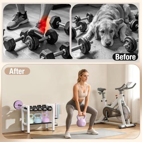 Small Dumbbell Rack,Heavy Duty Adjustable Dumbbell Weight Rack with Side Hooks,Gym Equipment Weight Set holderfor Dumbbell,Kettlebells Rack, Other Gym Accessories