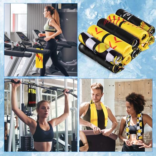 10 Pack Softball Cooling Towel with Buckle for Neck and Face 40" x 12" Summer Quick Dry Soft Breathable Chilly Ice Towel for Yoga, Sport, Workout, Gym, Camping, Softball Gifts Player Team Gift