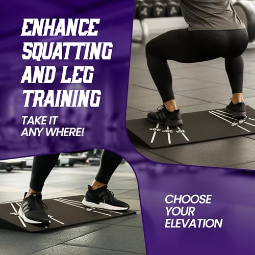 Squat Wedge Block - Adjustable Angle Ramp Blocks for Heel Elevated Squatting Workout Squat Weight Lifting Wedges for Home Gym or Personal Trainers
