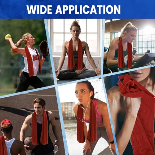100 Pack Cooling Towels, 40"x12" Cooling Towels for Neck and Face Breathable Soft Chilly Sweat Rag Microfiber Sport Rags for Gym Yoga Golf Running - color: Red