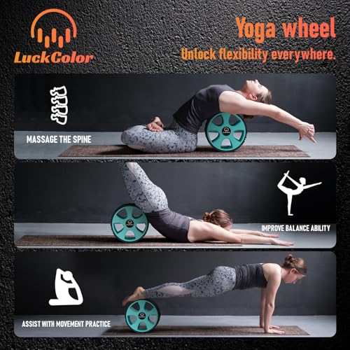 Back Roller, Back Wheel Targeted Back Pain Relief, Yoga Wheel Muscle Massage, Foam Roller for Trigger Point Therapy Physical, Stretching & Exercise, 880lbs Capacity, 10 Inch (Black+Acid Blue)