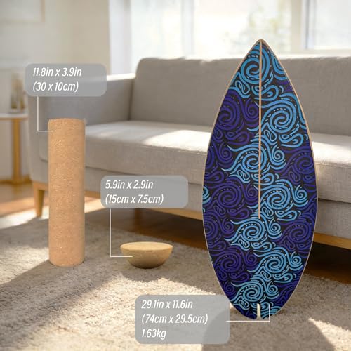 2026 NEW|29" Surf Balance Board for Kids & Adults|MAX. 350lbs Balance Boards with Cork Roller & Half Ball|0.6" Wobble Board Trainer from Beginner to Advanced|Wooden Slack Board
