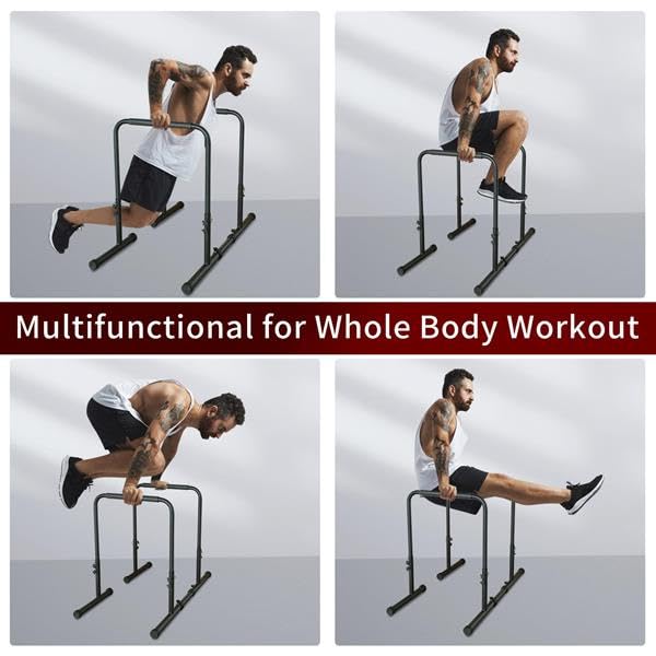 Adjustable Height Power Tower Dip Station, Heavy Duty Pull Up Bar Stand with 550 LBS Capacity, Multi-Function Home Gym Equipment for Calisthenics, Strength Training & Full-Body Workout