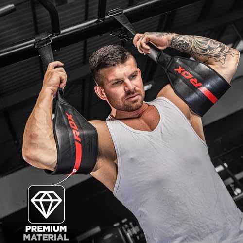 RDX AB Straps for Pull Up Bar Hanging (Pair), Maya Hide Leather, Abdominal Muscle Building Padded Arm Support Slings with D-Ring Strap, Leg Raise Exercise Fitness Workout Strength Training, Men Women - color: Black Green
