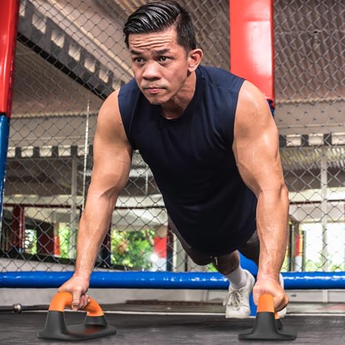 SELEWARE Push Up Bars Pushup Stands Push Up Handles w/Soft Rubber Handles - color: A: Black & Orange
