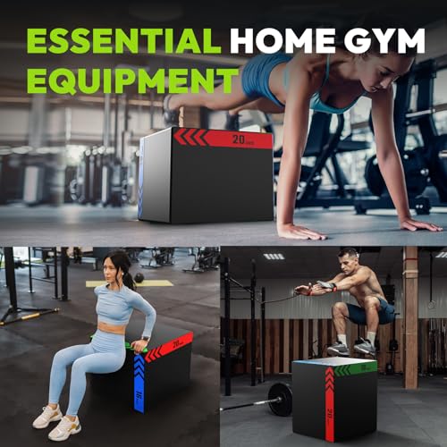 3-in-1 Plyo Box – Plyometric Jump Box with Durable High-Density Foam Core and Non-Slip Surface for Box Jumps, Squats, and Home Gym Workouts - style: Heavy Foam-16x18x20 inch (29lb)