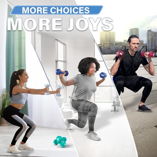 Yes4All Vinyl Hexagon Dumbbell - Dumbbells Set of 2 Hand Weights for Home Gym & Strength Training (2-15 lbs Weight Options) - color: G. 15 lbs - Nautical Blue - Pair