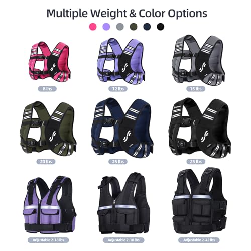 Sportneer Weighted Vest Woman: 8lb/12lb/15lb/20lb/25lb Weight Vest for Walking with Phone Bag, Adjustable Women Weighted Vest for Running Rucking Vest for Jogging Strength Training Weight Loss