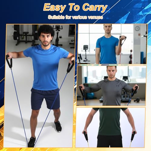 10-Piece Resistance Band Set with Handles & Door Anchor - Adjustable Exercise Tubes for Strength Training, Muscle Toning, Physical Therapy, and Home Workouts for Men and Women