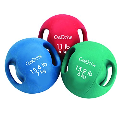CanDo Molded Dual-Handle Medicine Ball for Strength Training, Core Workouts, Warmups, Cardio, and Plyometrics with Handles for Home and Clinic Use - style: b) 8.8 lb