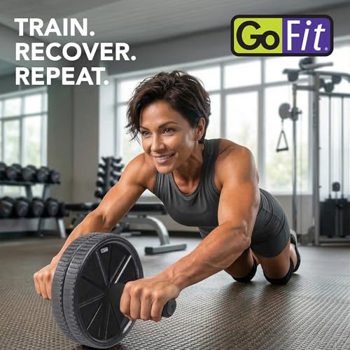 GoFit Dual Exercise Ab Wheel- Roller with Handles,Black,One Size,GF-Dew
