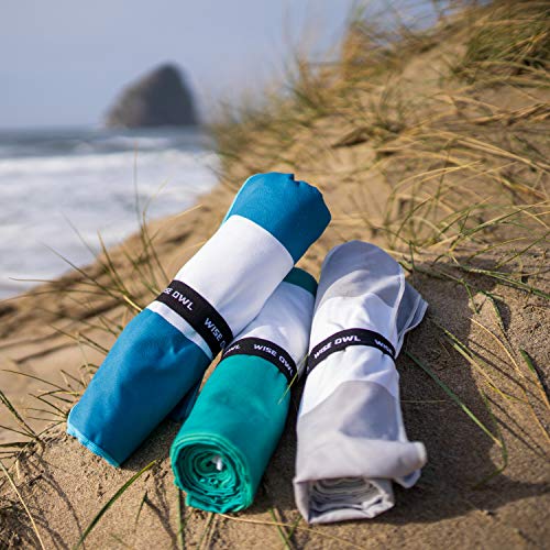 Wise Owl Outfitters Microfiber Beach Towel (7x4 ft) – Extra Large 84"x48", Quick Dry, Lightweight and Sand Free for Adults at the Beach, Pool, Gym, Yoga, or for Travel and Outdoor Use
